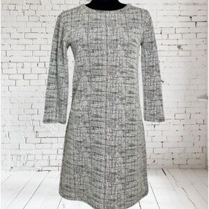 Willi Smith Gray & Black Geometric Design 3/4 Sleeve, Shift Dress, Front Pockets